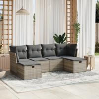 6-delige Loungeset met kussens poly rattan lichtgrijs 6-delige Loungeset met kussens poly rattan lichtgrijs