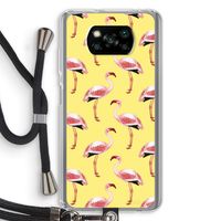 Flamingo's geel: Xiaomi Poco X3 NFC Transparant Hoesje met koord