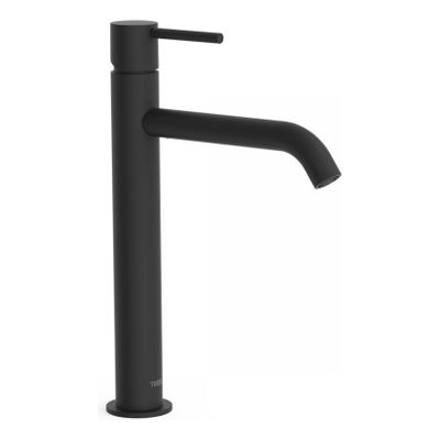 Wastafelkraan Tres Study | Opbouw | Mengkraan | Hoog model | 1-knop | Rond | Zwart mat