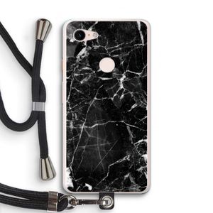 Zwart Marmer 2: Pixel 3 XL Transparant Hoesje met koord