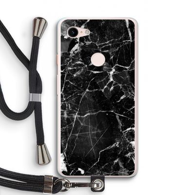 Zwart Marmer 2: Pixel 3 XL Transparant Hoesje met koord