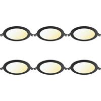 LED Downlight Inbouwspot Dimbaar 6 Stuks - Brinton Thin - 12W 1120lm 120° Bundelhoek - Aanpasbare Lichtkleur 3000K-4000K-6500K - IP40 - Rond - Zwart - Ø170mm Buitenmaat - Ø150mm Zaagmaat