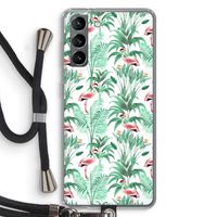 Flamingo bladeren: Samsung Galaxy S21 Transparant Hoesje met koord