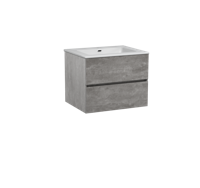 Storke Edge zwevend badmeubel 65 x 52 cm beton donkergrijs met Diva enkele wastafel in glanzend composiet marmer