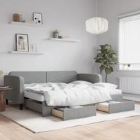 Slaapbank met onderschuifbed en lades 90x200 cm stof lichtgrijs