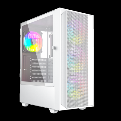 Gembird Fornax 4000W ARGB gaming ATX computerkast, Midi Tower, backlight, Wit