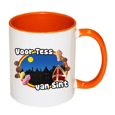 Sinterklaas mok met naam (oranje)