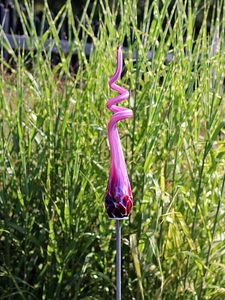 Tuinprikker glas spiraal roze 106-1