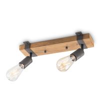 Light depot - plafondlamp Denton 2L - hout / burned metal - Outlet