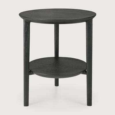 Ethnicraft Ronde Bijzettafel 'Bok' Gevernist Eikenhout, 43cm, kleur Zwart