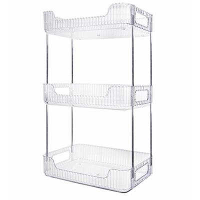 Badkamer/keuken organizer - transparant - metaal - 3 lagen - 30 x 17 x 46 cm - douche rek