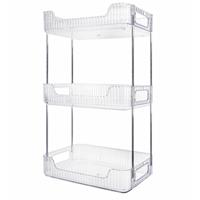 Badkamer/keuken organizer - transparant - metaal - 3 lagen - 30 x 17 x 46 cm - douche rek