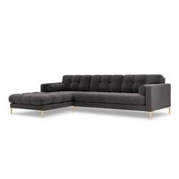 Cosmopolitan Design Bali Hoekbank met Chaise Longue Links - Donkergrijs / Goud