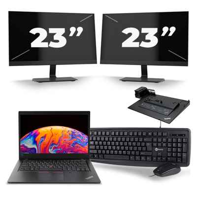 Lenovo ThinkPad L480 - Intel Core i5-8e Generatie - 14 inch - 16GB RAM - 256GB SSD - Windows 11 + 2x 23 inch Monitor