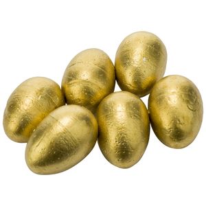 Set van 6x stuks kunststof paaseitjes goud 6 cm