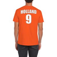 Oranje supporter t-shirt met rugnummer 9 - Holland / Nederland fan shirt voor heren - thumbnail