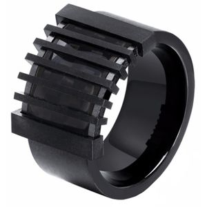 Mendes heren ring Zwart Edelstaal met Carbon-19mm