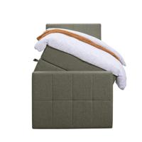 Leen Bakker - Boxspring Met Opbergruimte En Voetbord Liv Geblokt - 90x200cm - Stof - Groen