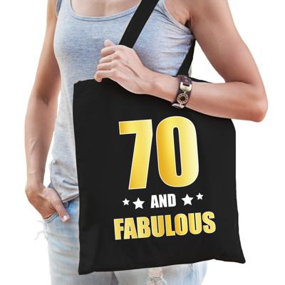 70 jaar verjaardag cadeau tasje - Legendary - zwart met gouden letters - dames - heren