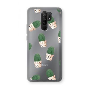 Cactusprint roze: Xiaomi Redmi 9 Transparant Hoesje
