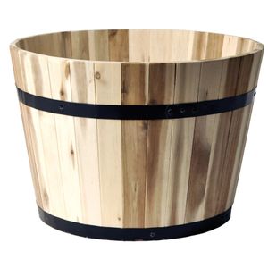 Plantenbak/bloempot - Half Barrel - acacia hout - D37 x H26 cm