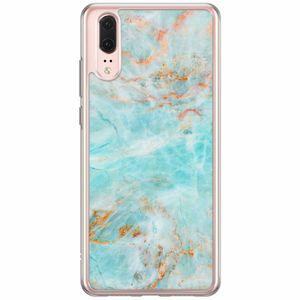 Huawei P20 siliconen hoesje - Turquoise marmer