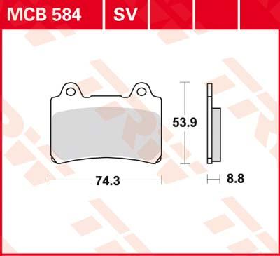 TRW Remblokken, en remschoenen voor de moto, MCB584 Allround organisch