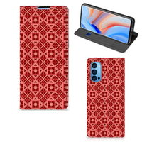 OPPO Reno4 Pro 5G Hoesje met Magneet Batik Rood - thumbnail