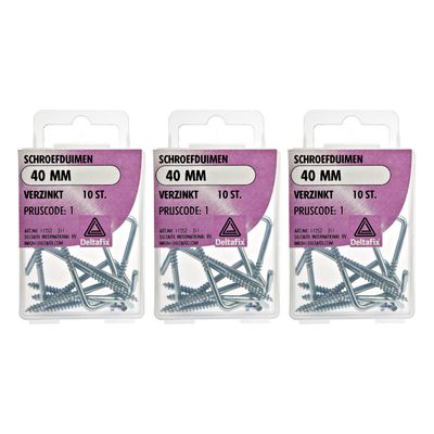 Deltafix Schroefduimen - 30x - verzinkt metaal - 40 mm - ijzerwaren