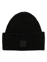 Moose Knuckles bonnet en maille nervurée à patch logo - Noir