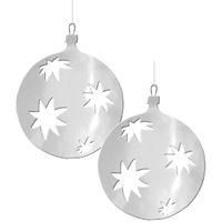 2x Kerstbal hangdecoratie zilver 30 cm van karton