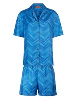 Missoni Home pyjama en soie à motif zigzag - Bleu - thumbnail