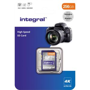 Integral INSDX256G-100V30 256GB SD CARD SDXC UHS-1 U3 CL10 V30 UP TO 100MBS READ 45MBS WRITE UHS-I