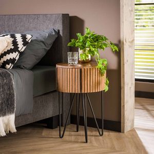 LifestyleFurn Ronde Bijzettafel 'Twiggy' Mangohout, 40 cm