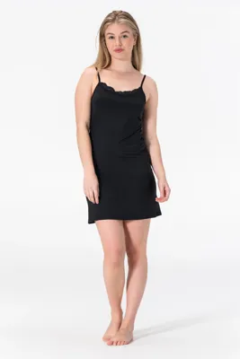 Gaubert Onderjurk / Slipdress - Spaghetti bandjes - Kanten gladde onderjurk - Wit - Zwart - Huidskleur - Kant