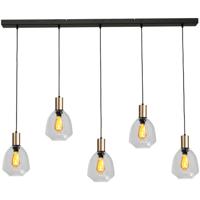 Masterlight 5-lichts hanglamp - goud -Porto met Nicolette clear glazen - 2711-05-02-130-5-12