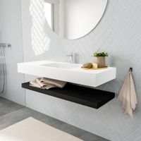 Mondiaz Alan badmeubel 120 cm solid suface planchet urban vrijhangend wastafel midden 1 kraangat wit