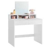 Make-uptafel met spiegel en meerdere opbergvakken, Wit / 60B x 127H cm Make-uptafel met spiegel en meerdere opbergvakken, Wit / 60B x 127H cm