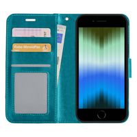 Basey iPhone SE 2022 Hoesje Book Case Kunstleer Cover Hoes - Turquoise