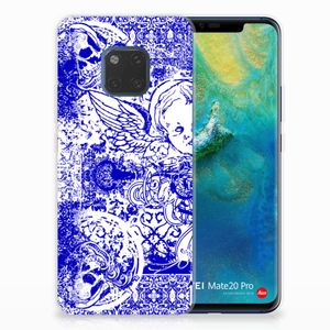 Silicone Back Case Huawei Mate 20 Pro Angel Skull Blauw