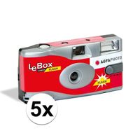 5x Wegwerp camera/fototoestel met flits voor 27 kleuren fotos   -