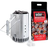 WEBER Rapidfire ontstekingsschoorsteekset - met briketten van 2 kg + 6 brandwerende kubussen WEBER Rapidfire ontstekingsschoorsteekset - met briketten van 2 kg + 6 brandwerende kubussen
