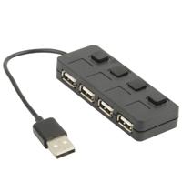 4 ports USB 2.0 HUB met 4 Switch (zwart)