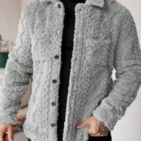 Bon&Bon Herren Teddyjacke - Flauschige Flanell Winterjacke in Blau Hellgrau / L