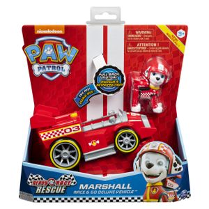 PAW Patrol , Race & Go luxe voertuig van Ready Race Rescue Marshall met geluiden, voor kinderen vanaf 3 jr.