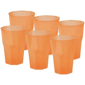 Drinkglazen frosted - oranje - 36x - 420 ml - onbreekbaar kunststof - Feest/cocktailbekers