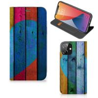 iPhone 12 | iPhone 12 Pro Book | Wallet Case | Wood Heart - Cadeau voor je Vriend