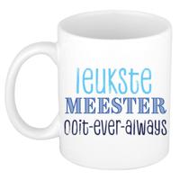 Cadeau koffie/thee mok voor Meester - blauw - de leukste Meester - keramiek - 300 ml