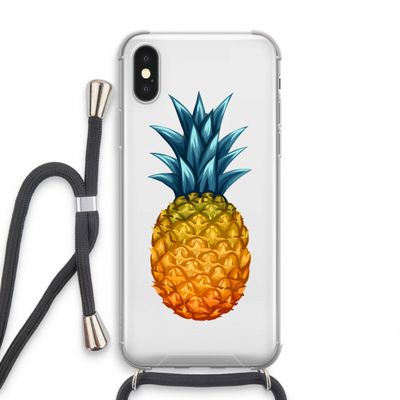 Grote ananas: iPhone X Transparant Hoesje met koord