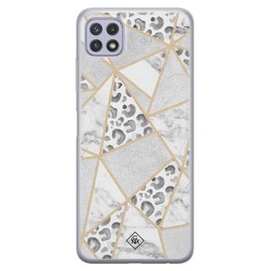 Samsung Galaxy A22 5G siliconen telefoonhoesje - Stone & leopard print